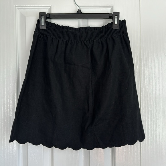 J. Crew Factory Black Linen Cotton Scalloped Skirt Size 6 NWT - Picture 3 of 6